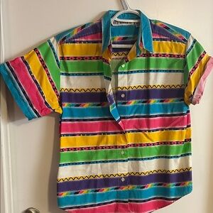 Red Rover Striped Short Sleeve Button-Up Shirt | unisex vibes, Women’s Medium